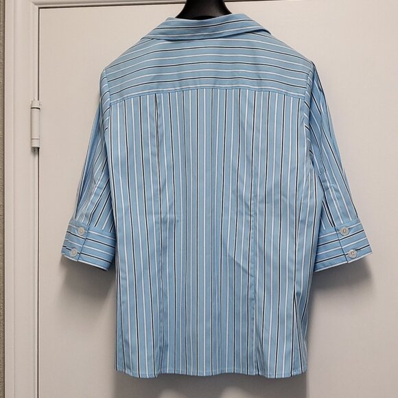 Vintage Dressbarn Shirt Button Up Womens 18/20W Plus 3/4 Sleeve Striped Blouse - Picture 7 of 14